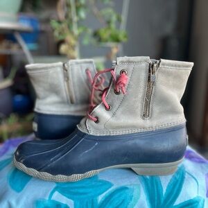Sperry women’s saltwater duck rubber boots winter waterproof leather zip up 10 M